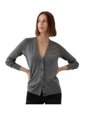 Gap Merino Wool Gray Button Front grandpa Cardigan Sweater Size M slouchy boyfri
